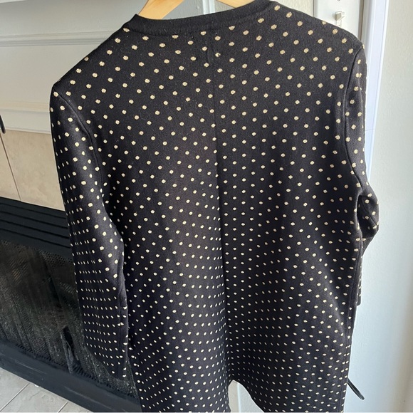 NWT Anne Klein Metallic Black&Gold Polka Dot Open Cardigan Sweater Sz S Fits S-L - Picture 5 of 9